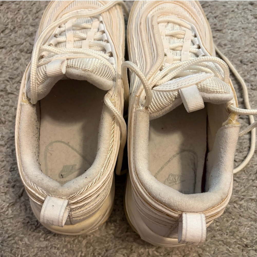 Nike Air Max 97 Womens Triple White Sail Sneakers SIZE 8 - Picture 5 of 8
